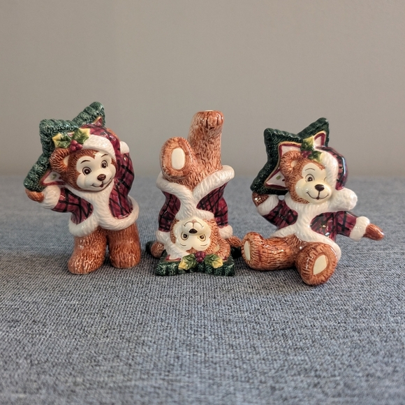 Fitz and Floyd Other - Fitz and Floyd, Tumbling Holiday/Christmas Bear Figurines with Stars, 3pc